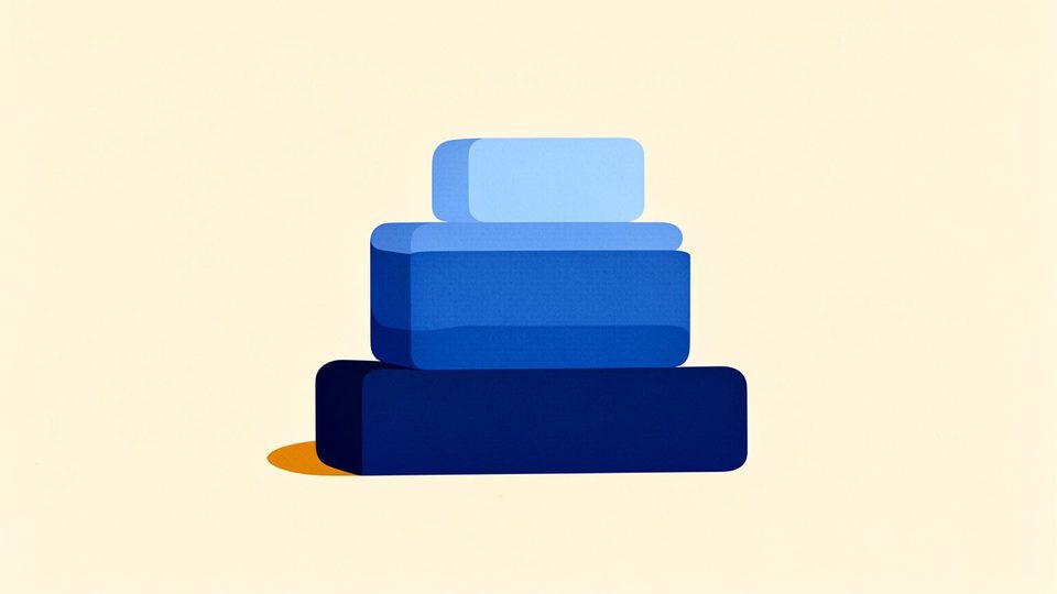 Illustration of blue building blocks stacked in different sizes like a staircase